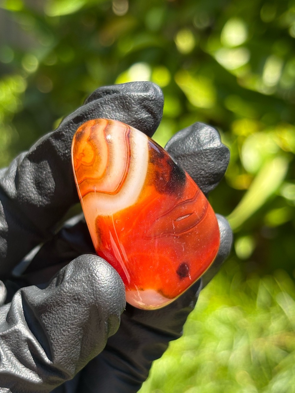 Discounted* Small Sardonyx Crystal Palm Stone with Minor Imperfections